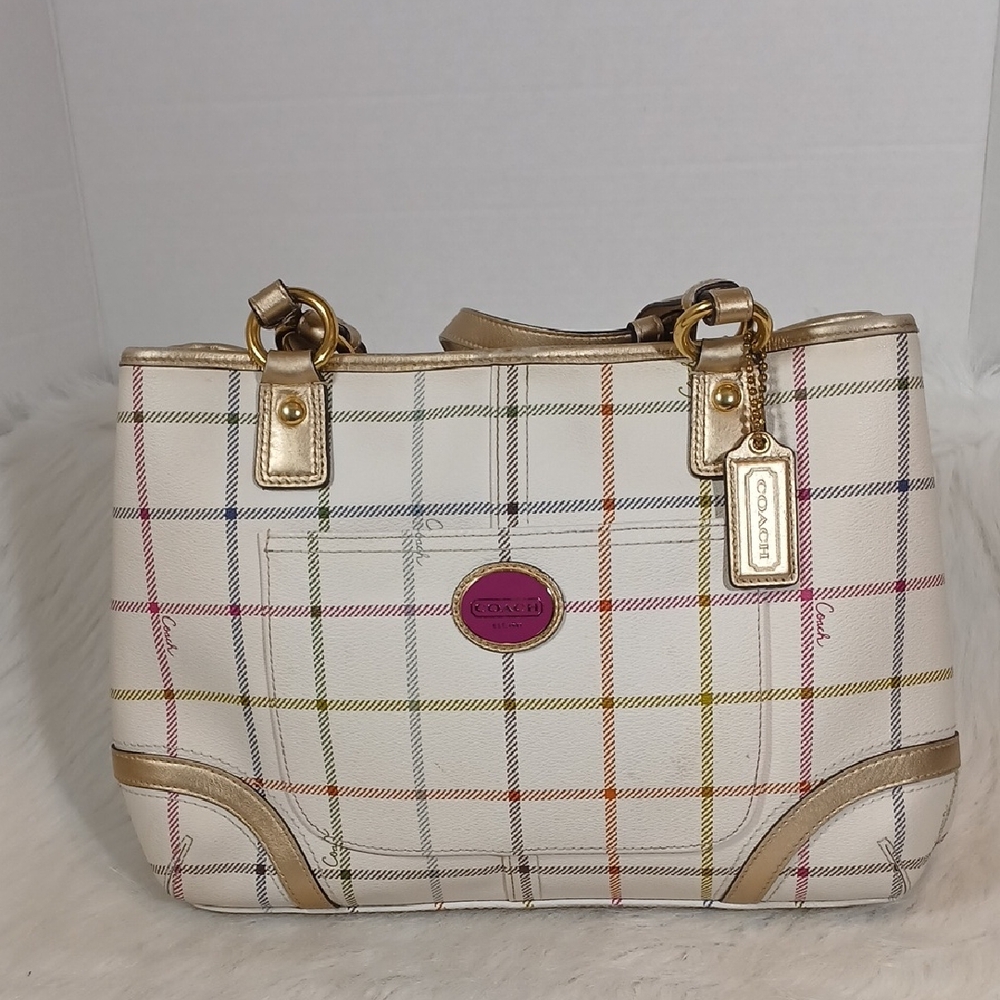 Coach Hampton Tattersall Plaid Shoulder/ Tote Bag